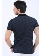 Mavi Beyaz Desen Polo Yaka Siyah T-Shirt