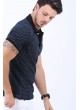 Mavi Beyaz Desen Polo Yaka Siyah T-Shirt