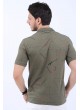 Çizgi Desen Polo Yaka Haki T-Shirt