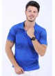 Siyah Desen Polo Yaka Mavi T-Shirt