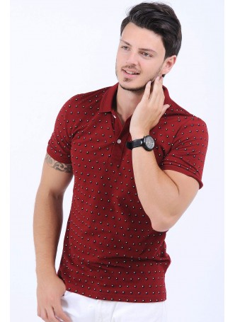 Damla Desen Polo Yaka Bordo T-Shirt