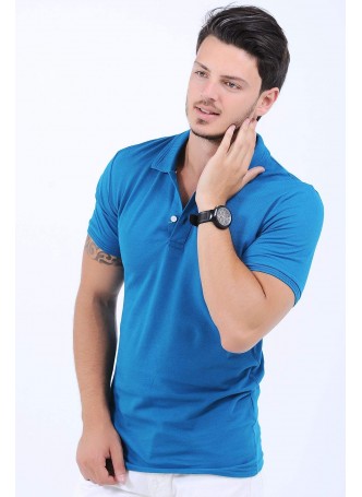Polo Yaka Basic Mavi T-Shirt