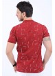 Çizgi Desen Polo Yaka Kırmızı T-Shirt