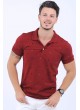 Desenli Polo Yaka Bordo T-Shirt