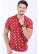 Puantiyelli Polo Yaka Kırmızı T-Shirt