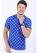 Puantiyelli Polo Yaka Mavi T-Shirt