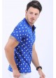 Puantiyelli Polo Yaka Mavi T-Shirt