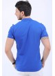 Beyaz Desen Polo Yaka Mavi T-Shirt