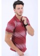 Beyaz Desenli Polo Yaka Bordo T-Shirt