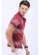Beyaz Desenli Polo Yaka Bordo T-Shirt