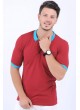 Turkuaz Detay Polo Yaka Bordo T-Shirt