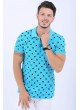 Puantiyeli Polo Yaka Turkuaz T-Shirt