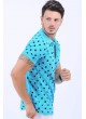 Puantiyeli Polo Yaka Turkuaz T-Shirt