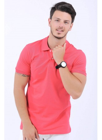 Polo Yaka Basic Pembe T-Shirt