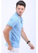 Siyah Desen Polo Yaka Açık Mavi T-Shirt