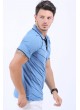 Siyah Çizgili Polo Yaka Açık Mavi T-Shirt