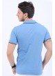 Siyah Çizgili Polo Yaka Açık Mavi T-Shirt