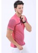 Siyah Noktalı Polo Yaka Pembe T-Shirt