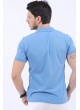 Siyah Desenli Polo Yaka Mavi T-Shirt