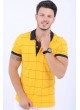 Siyah Kare Çizgi Polo Yaka Sarı T-Shirt