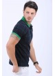 Yeşil Çizgili Polo Yaka Siyah T-Shirt