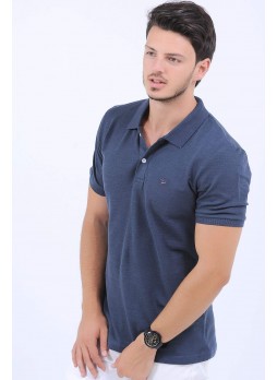 Polo Yaka Basic Füme T-Shirt