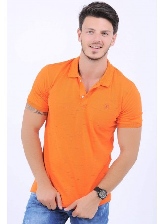 Kırçıllı Polo Yaka Turuncu T-Shirt
