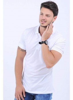 Polo Yaka Basic Beyaz T-Shirt