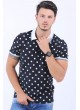 Puantiyeli Polo Yaka Siyah T-Shirt