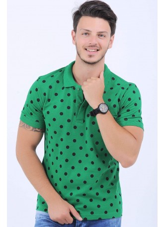 Puantiyeli Polo Yaka Yeşil T-Shirt