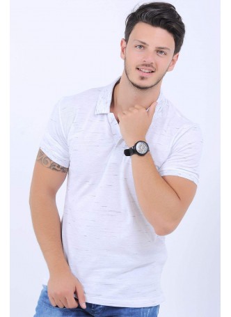 Kırçıllı Polo Yaka Beyaz T-Shirt