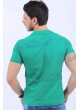 Püskürtme Desen Polo Yaka Yeşil T-Shirt