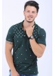 Beyaz Desen Polo Yaka Yeşil T-Shirt