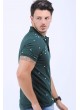 Beyaz Desen Polo Yaka Yeşil T-Shirt