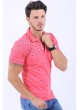 Lacivert Desen Polo Yaka Pembe T-Shirt