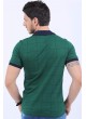Siyah Çizgi Desen Polo Yaka Yeşil T-Shirt