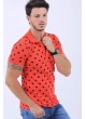 Puantiyeli Polo Yaka Turuncu T-Shirt