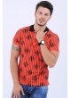 Siyah Desenli Polo Yaka Turuncu T-Shirt