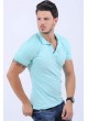 Omuz Tırtık Polo Yaka Nilyeşili T-Shirt