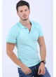 Omuz Tırtık Polo Yaka Nilyeşili T-Shirt