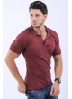 Omuz Tırtık Polo Yaka Bordo T-Shirt