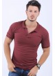 Omuz Tırtık Polo Yaka Bordo T-Shirt