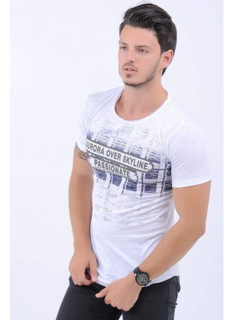 Aurora Baskılı Beyaz T-Shirt