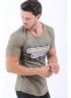 Aurora Baskılı Haki T-Shirt