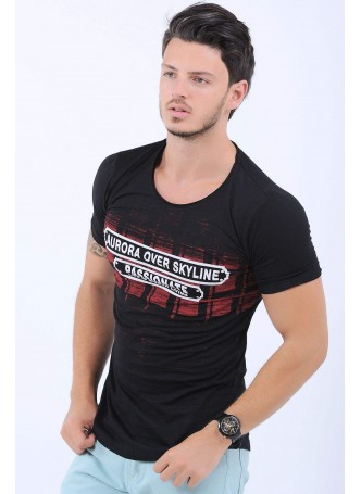 Aurora Baskılı Siyah T-Shirt