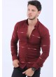 Beyaz Mavi Desen Bordo Gömlek