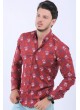 Lacivert Beyaz Desen Kırmızı Gömlek