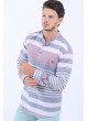 Bordo Gri Beyaz Hakim Yaka Gömlek