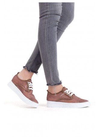 Aca Bakır Fileli Bağcıklı Bayan Spor Babet Ayakkabı