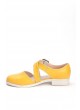 Bia Sarı Cilt Çapraz Bantlı Kemerli Bayan Babet Ayakkabı